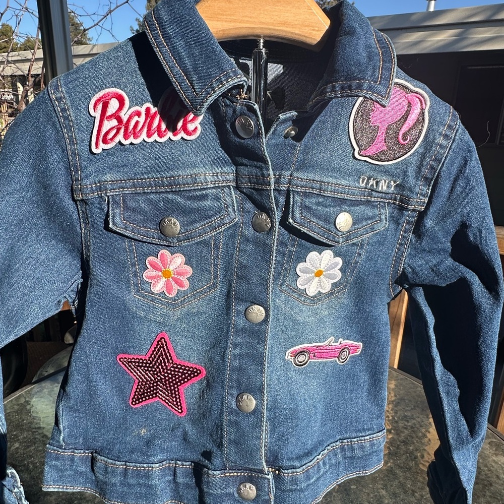 DKNY Barbie Jean Jacket With Barbie Embroidered Patches Sz 6X
